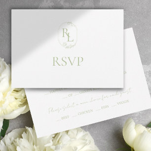 Boda de Monograma Floral Verde suave RSVP