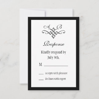 Boda de Monograma Moderno RSVP en Blanco
