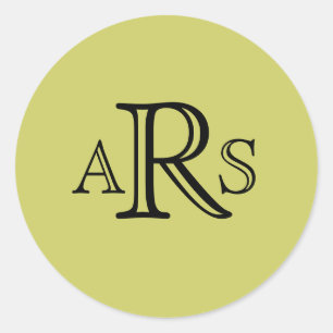 Boda de monograma Pegatina verde inicial