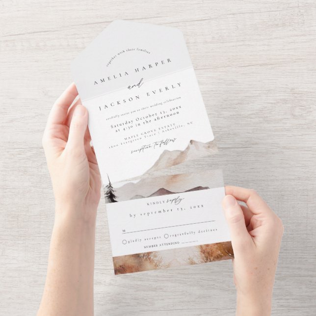 Boda De Montaña Caída En Una Invitación (desgarro)