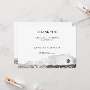 Boda de montaña de acuarela rusa Gracias tarjeta