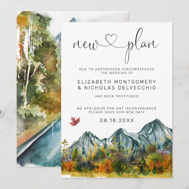 Boda de montaña | Invitación Boda pospuesta (Anverso / Reverso)