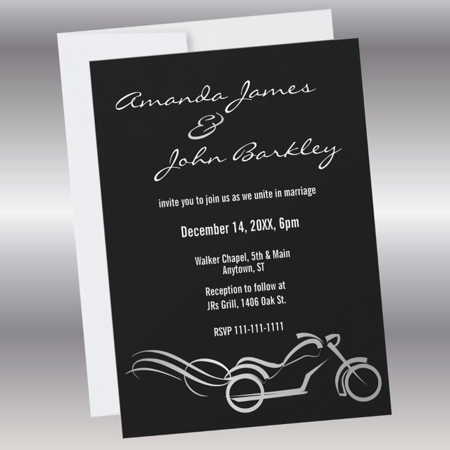 Boda de motociclismo negro con invitación a Swirls (Subido por el creador)