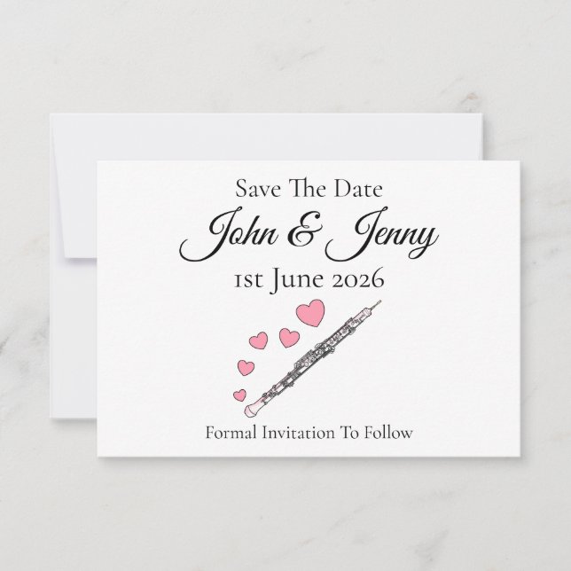 Boda De Músico De Oboe Salva La Fecha (Anverso)