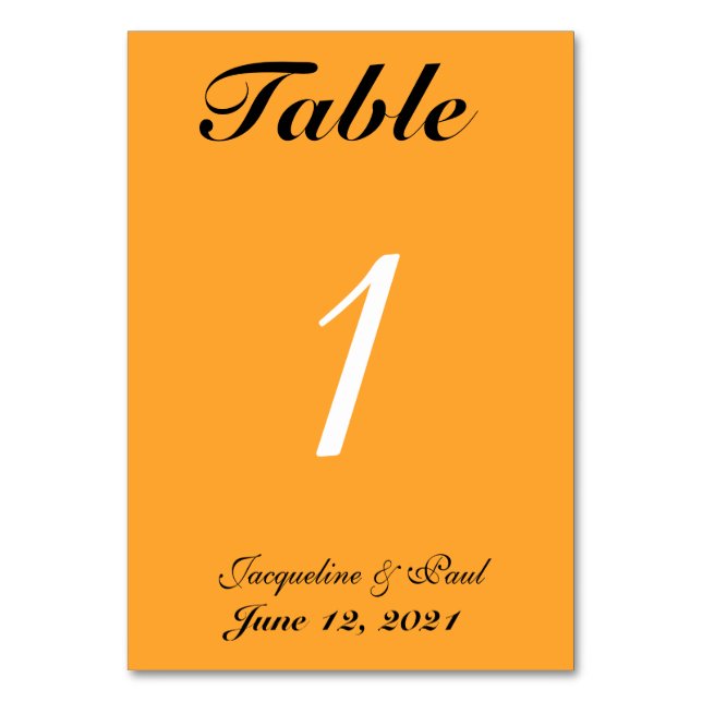 Boda de Naranja Cantaloupe Tabla Nº de tarjetas (Anverso)