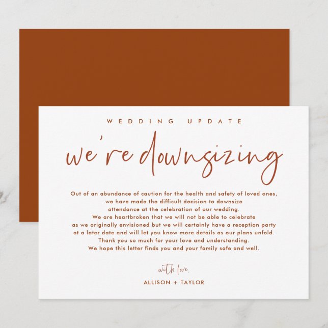 Boda de Naranja quemado Actualizar Invitación de t (Anverso / Reverso)