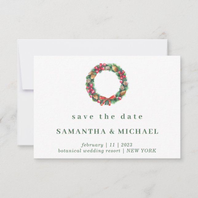 Boda de Navidad Invitación de invierno Bosque Guar (Anverso)