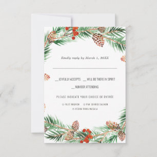Boda de Navidad RSVP acuarela con elección de co