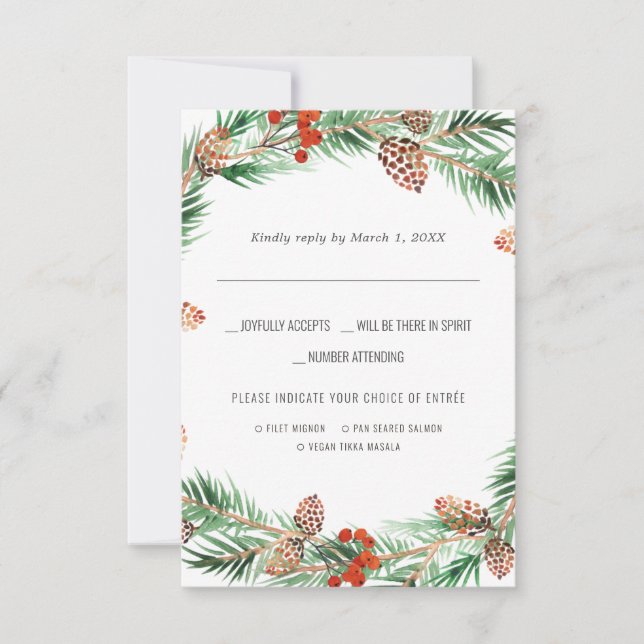 Boda de Navidad | RSVP acuarela con elección de co (Anverso)