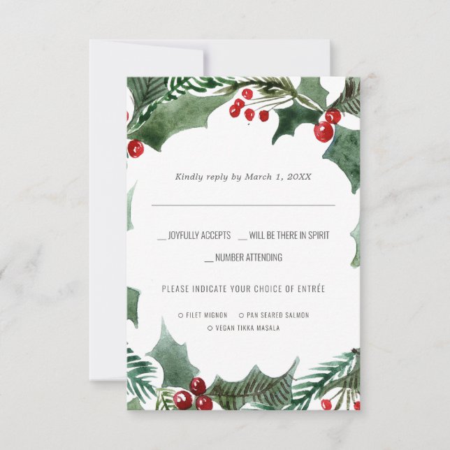 Boda de Navidad | RSVP acuarela con elección de co (Anverso)