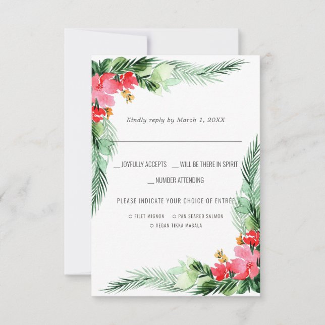 Boda de Navidad | RSVP acuarela con elección de co (Anverso)