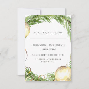 Boda de Navidad Tarjeta de respuesta de acuarela