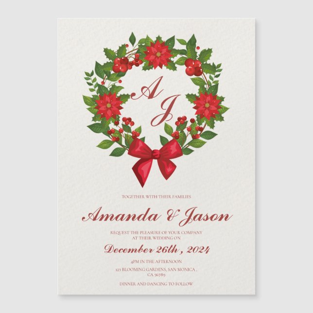 Boda de Navidades de Red Green Poinsettia Berries (Anverso)