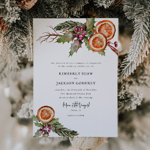 Boda de navidades Invitación botánica de inviern