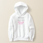 Boda de nombre personalizado rosa de la dama de ho<br><div class="desc">Hermosa caligrafía, manguera rosa de la dama de honor Perfecto para hoodie de papel Boda. Escuadrón de novia.</div>