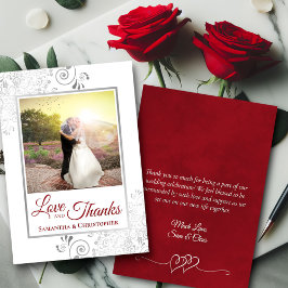 Boda de notas de fotos de Silver Red & White Love