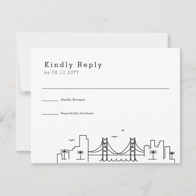 Boda de Nueva Orleans | RSVP estilizada de líneas  (Anverso)
