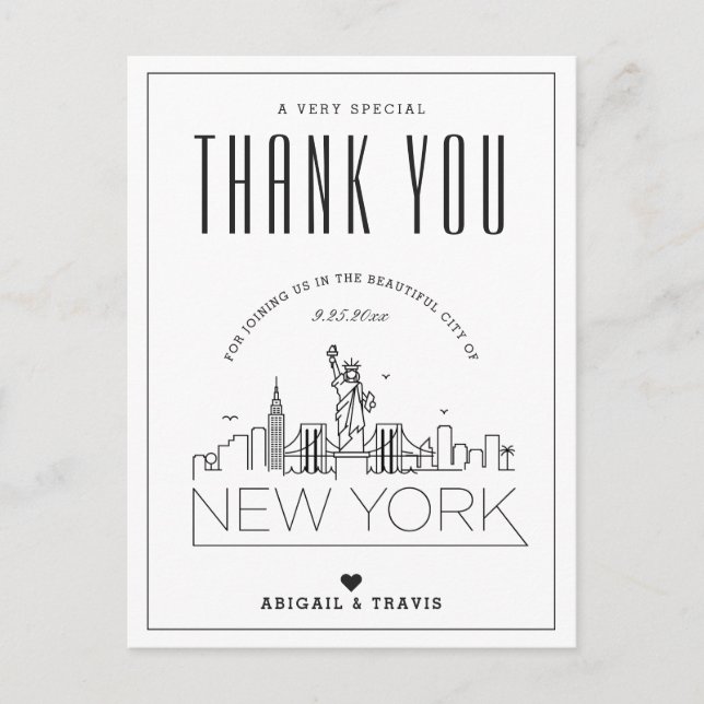 Boda de Nueva York | ¡Gracias por venir! Postal (Anverso)