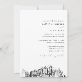 Boda de Oakland Elegant Skyline Invitación