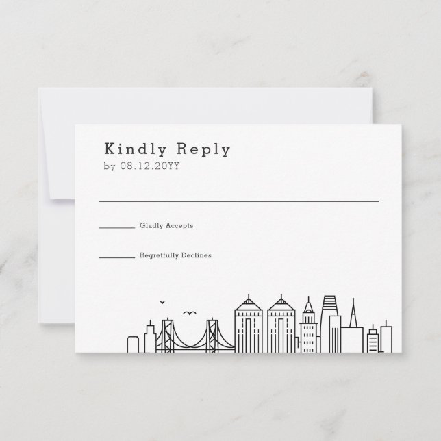 Boda de Oakland | RSVP estilizada de líneas aéreas (Anverso)