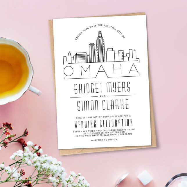 Boda de Omaha | Invitación estilizada a la línea a (Subido por el creador)