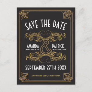 Boda de oro de época Art Deco Guardar las tarjetas