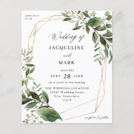 Boda de oro de hojas de presupuesto y eucalipto