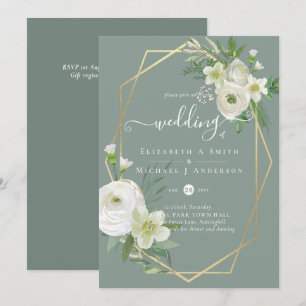 Boda de oro de la verde rosa blanca clásica