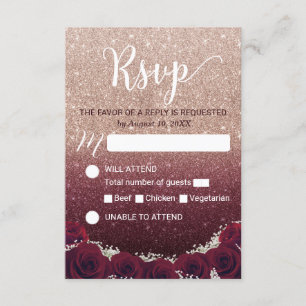 Boda de oro de Rosa floral de Borgoña RSVP