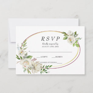 Boda de oro Floral de Borgoña Rosa Blanca RSVP
