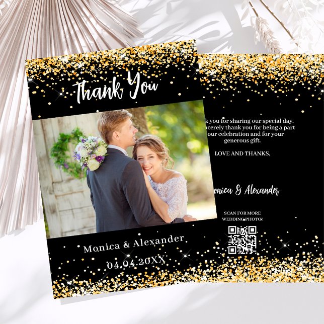Boda de oro negro foto código QR tarjeta de agrade (Subido por el creador)