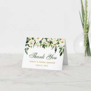 Boda de oro verde floral acuarela Nota de agradeci