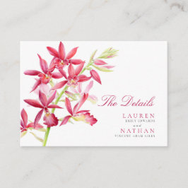 Boda de orquídeas rojas detalles prácticos tarjeta