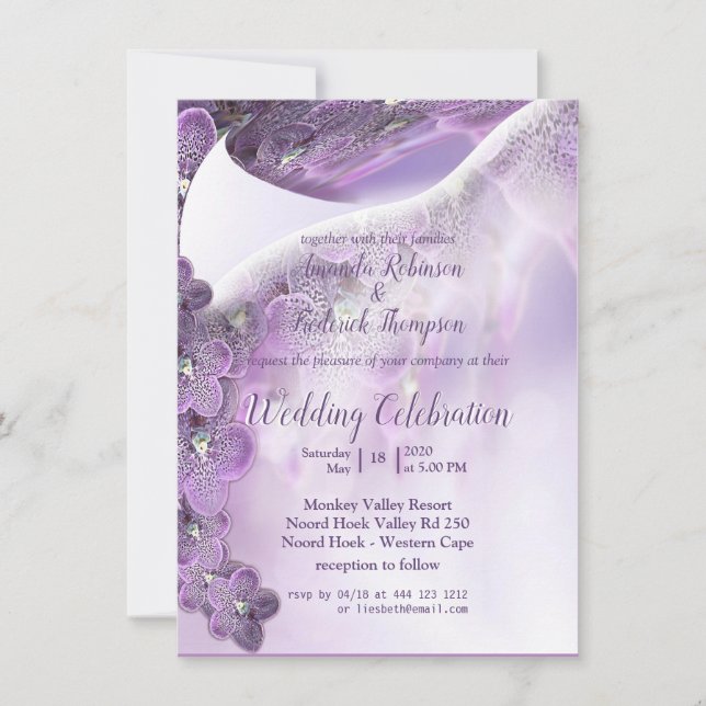 Boda de orquídeas violeta suave (Anverso)