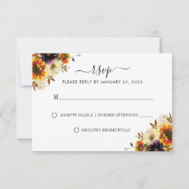 Boda de otoño con flor de girasol rústico RSVP