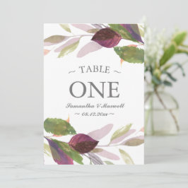 Boda de Otoño con Número de Mesa de Follaje Púrpur