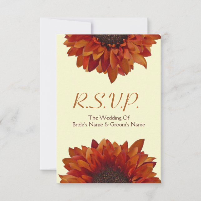 Boda de otoño de girasol RSVP (Anverso)