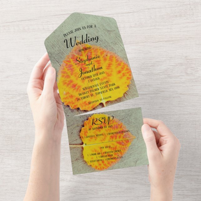 Boda De Otoño De La Hoja En Una Invitación (desgarro)