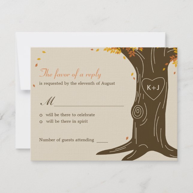 Boda de otoño de roble RSVP / Tarjeta de respuesta (Anverso)
