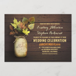 Boda de otoño e invitaciones rústicas al frasco de
