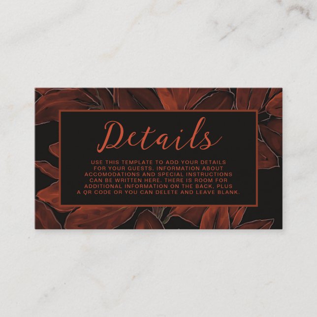 Boda de otoño enriquecido Tarjeta de detalles de h (Anverso)