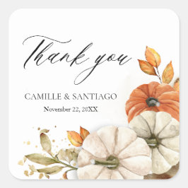Boda de otoño rústica Gracias Pegatinas