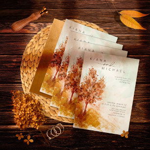 Boda de paisajes acuarelas Oro Otoño ID786