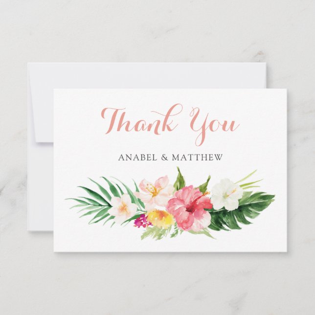 Boda de Palm Floral Tropical Gracias Tarjeta (Anverso)