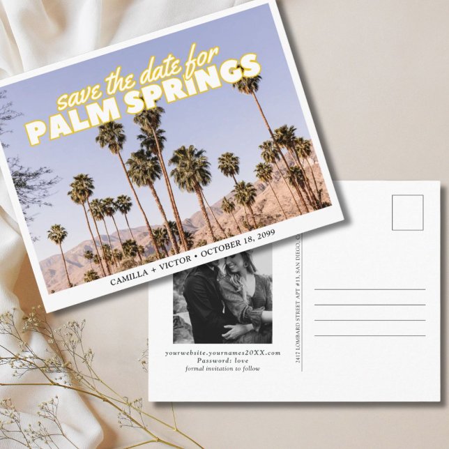 Boda de Palm Springs Guardar la postal de fecha (Palm Springs Wedding Save the Date Postcard
)