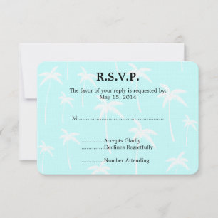 Boda de palmeras azules y blancas RSVP