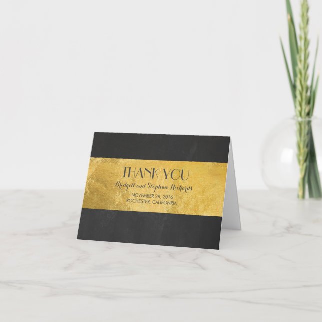 Boda de papel de oro moderno agradecimiento (Anverso)