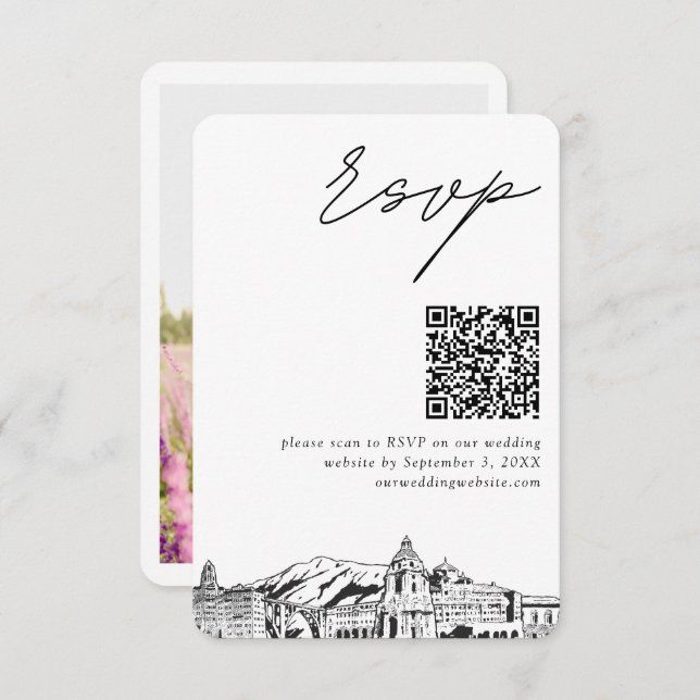 Boda de Pasadena RSVP Código QR Tarjeta de present (Anverso / Reverso)