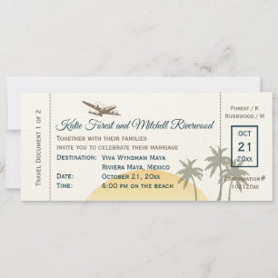 Boda de pases de embarque vintage en invitación de