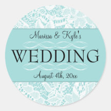 Boda de pegatinas a favor con acentos de encaje